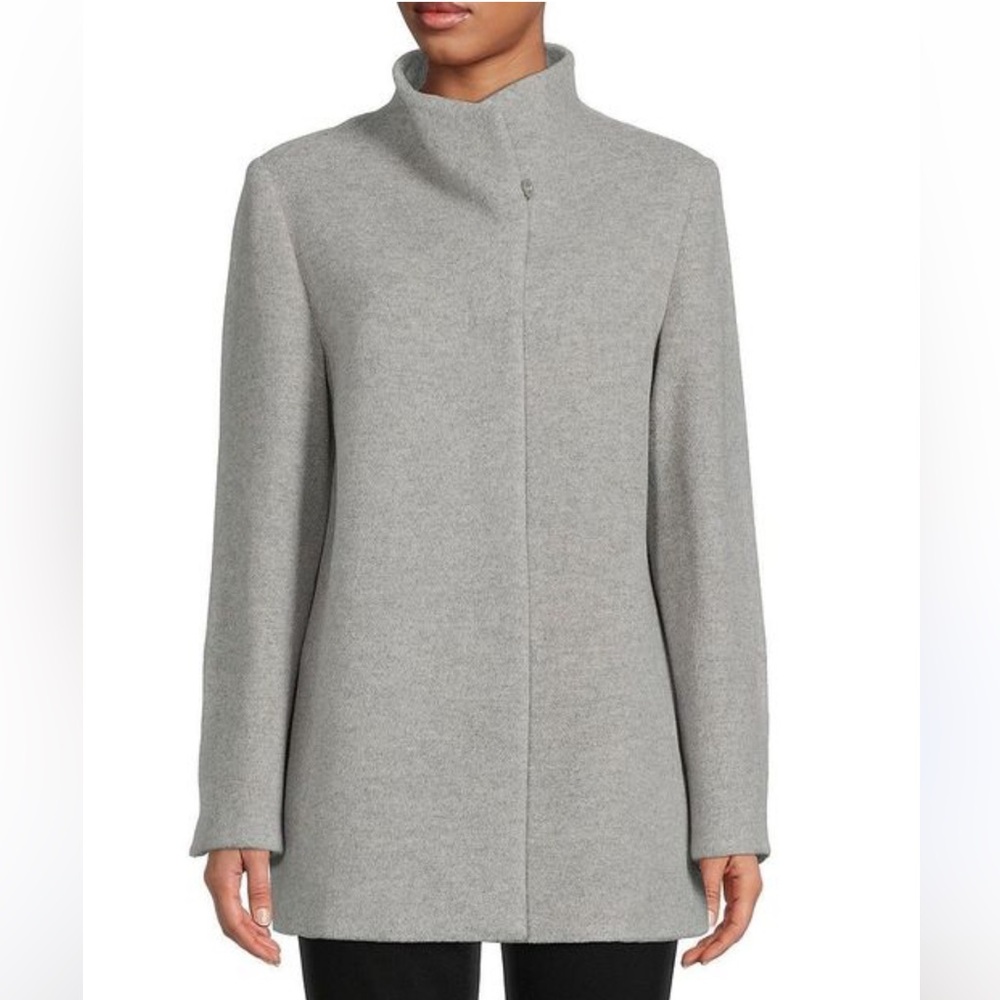 Cinzia Rocca Icons Alpaca Wool Blend Car Coat Jacket 14 Grey Quiet Luxury